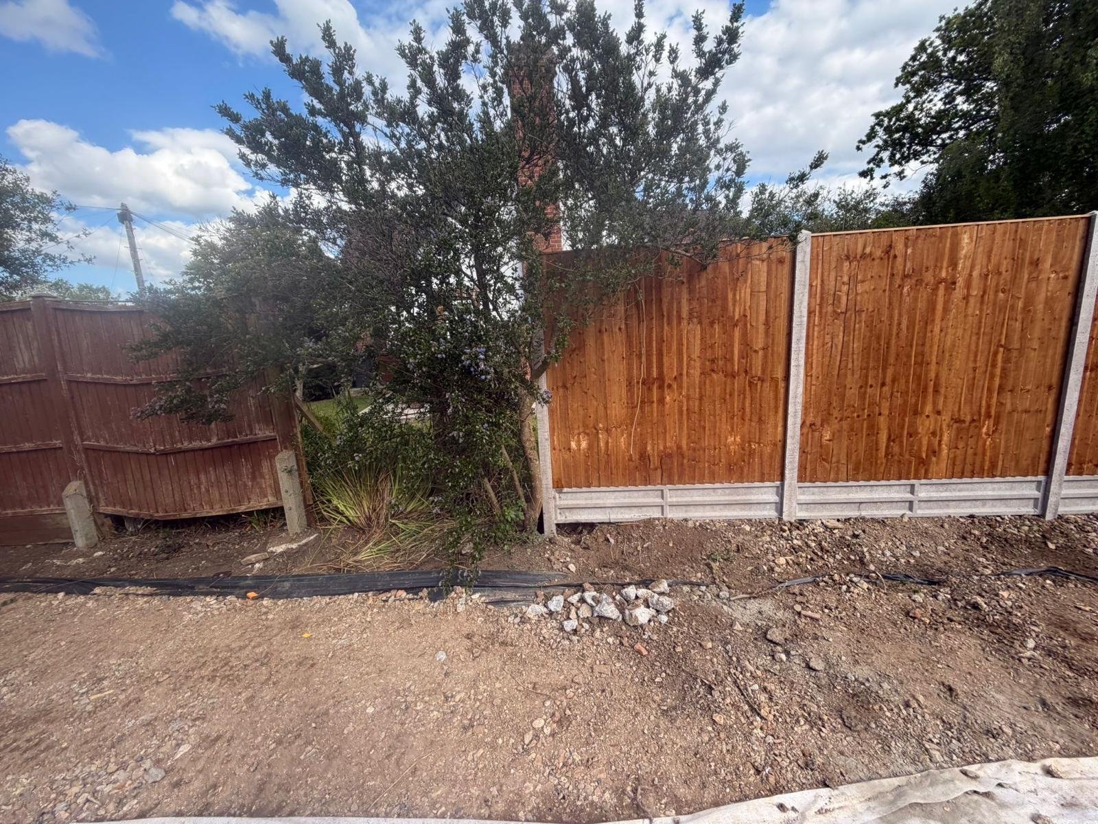 Timber fencing installation in progress by John Ruben Ltd in Potters Bar