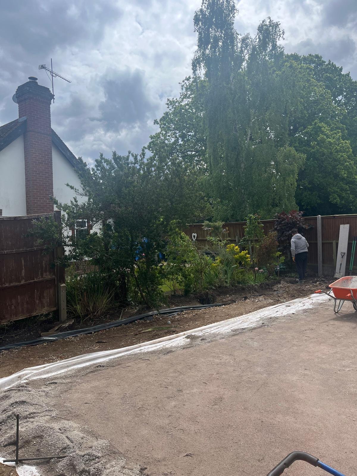 Rear garden stripped back and prepared before artificial grass was installed by John Ruben Ltd in Potters Bar