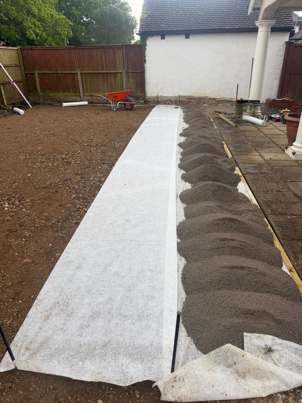 Artificial grass installation in progress by John Ruben Ltd in Potters Bar