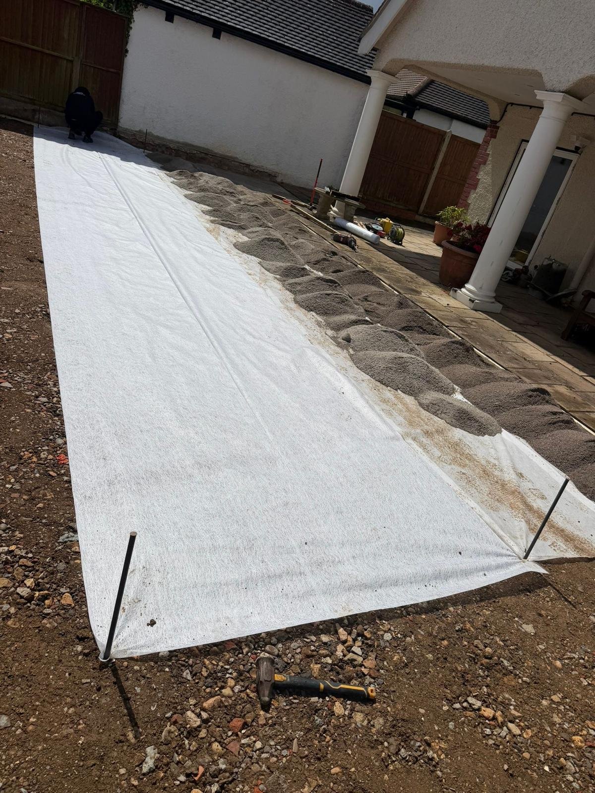 Artificial grass installation in progress by John Ruben Ltd in Potters Bar